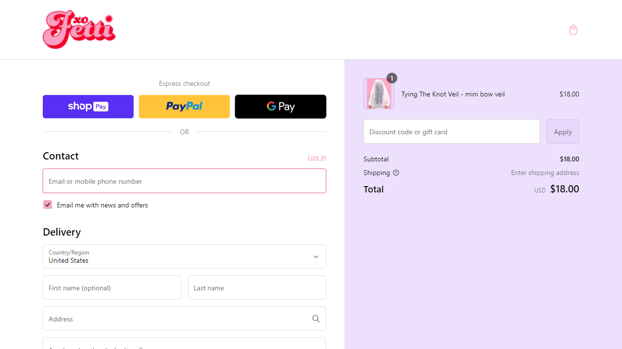 How to apply xo Fetti coupon code